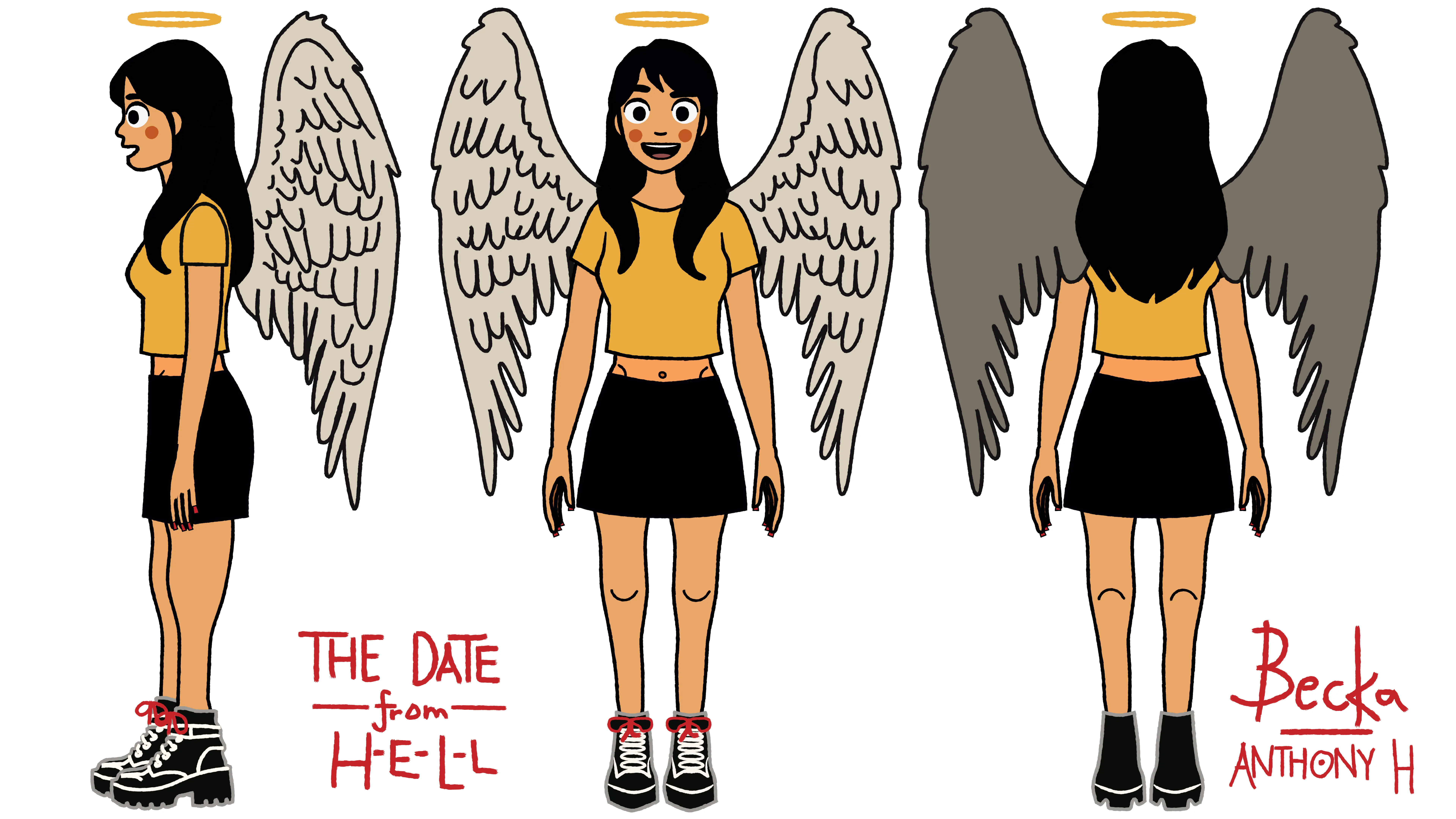 Becka Character Design - Angel Wings Turnaround